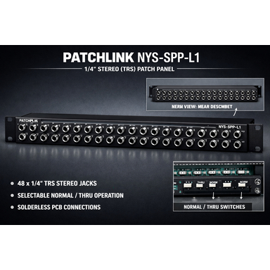 Thiết bị kết nối âm thanh chuyên nghiệp cho phòng thu của Newtrik, NYS-SPP-L1 1/4" stereo (TRS) Patch Panel
