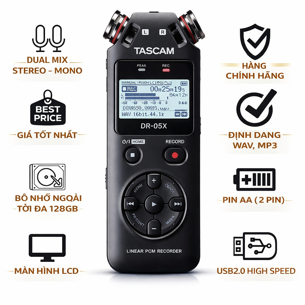 Máy ghi âm chất lượng cao Tascam DR-05 - Ảnh 3
